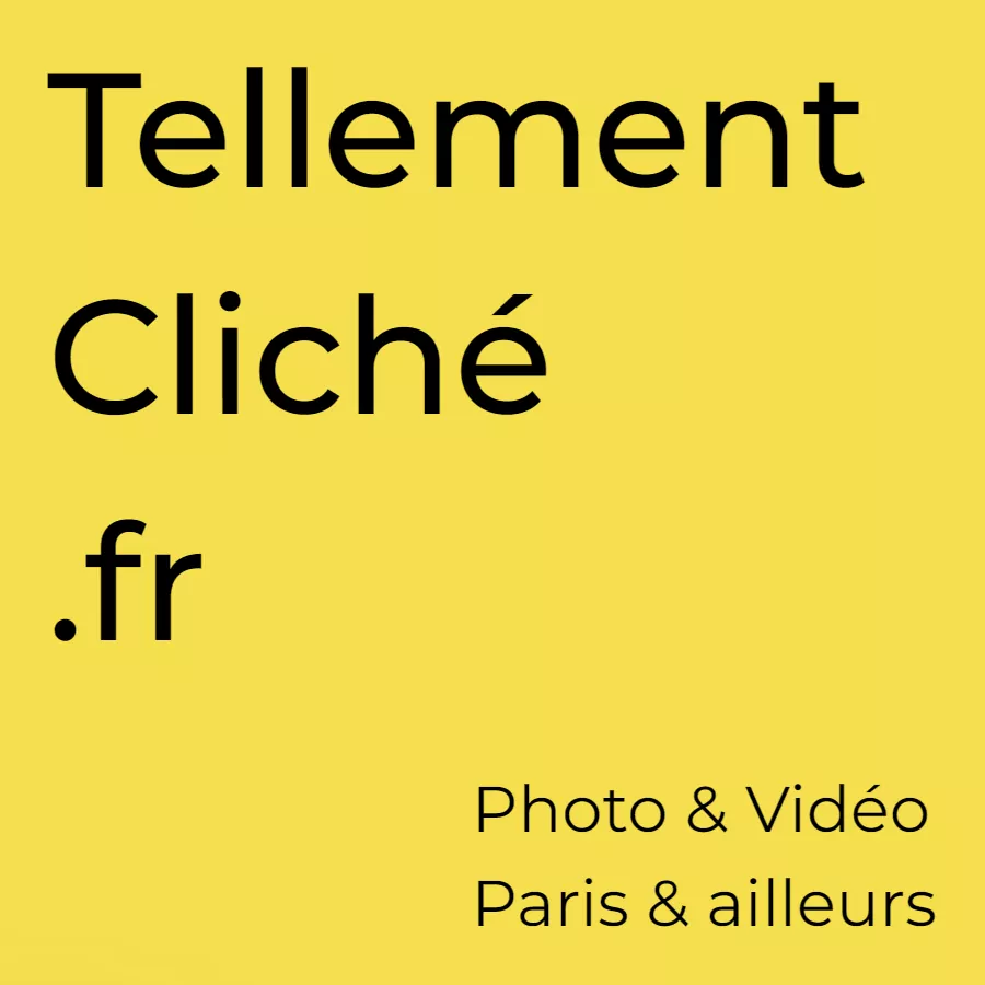 Le Forum du Rotary - Fond jaune avec un grand texte noir indiquant "Tellement Cliché .fr" à gauche, et "Photo & Vidéo Paris & ailleurs. Retour en images" en plus petit dans le coin inférieur droit.