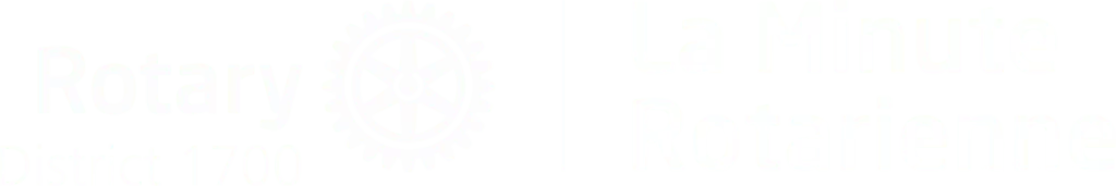 le forum du rotary logo blanc avec le texte "rotary district 1700" à côté d'un symbole d'engrenage, suivi d'une ligne verticale et des mots "la minute rotarienne" sur un fond gris clair, représentant l'esprit du rotary club.